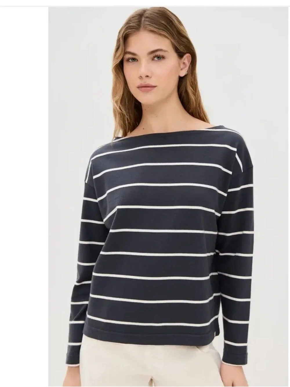 NEW🌅Faherty Sport Jersey Boatneck Top "Osprey Stripe" L $88.00 sold out online - Picture 3 of 11